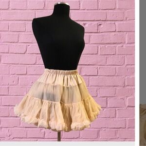 Women's Cream Ruffled whimsigoth  multi layer neutral Mini Skirt